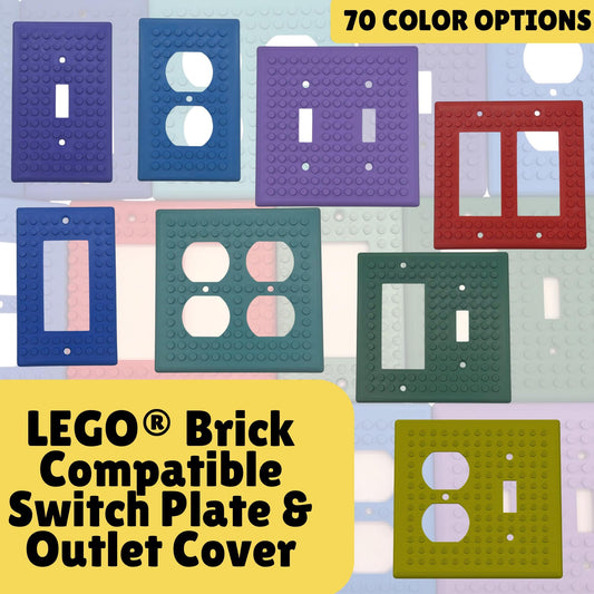 Brick-compatible switch plates and outlet covers in many colors