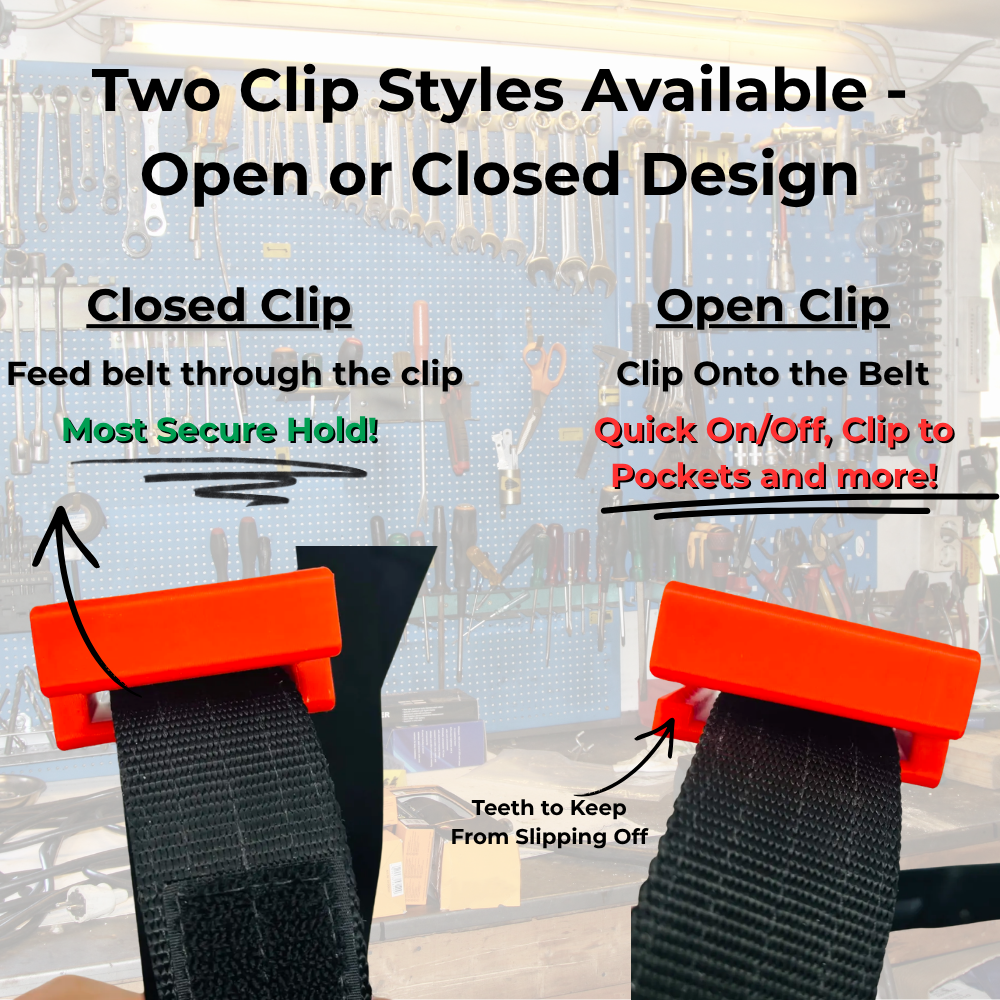 Milwaukee M18 Battery Belt Holder - Open & Closed Clip Designs - Made in USA