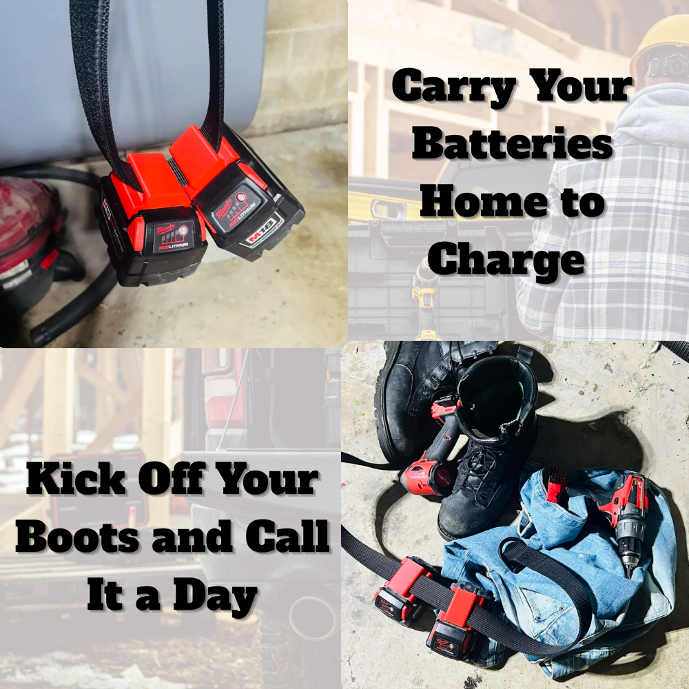 Milwaukee M18 Battery Belt Holder - Open & Closed Clip Designs - Made in USA