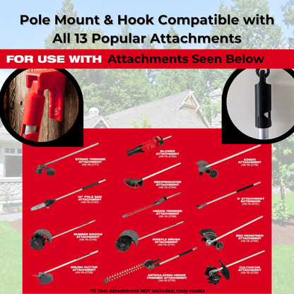 Milwaukee M18 Fuel Power Head Mount - 2825-20 & 3016-20 - QUIK-LOK Pole Mount or Hook Options