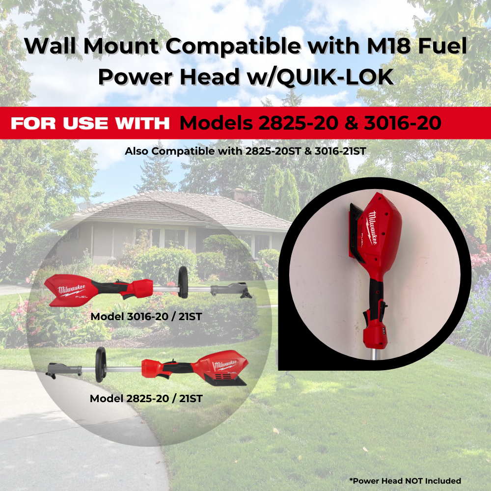 Milwaukee M18 Fuel Power Head Mount - 2825-20 & 3016-20 - QUIK-LOK Pole Mount or Hook Options