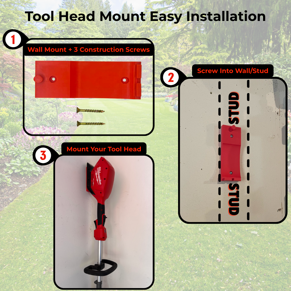 Milwaukee M18 Fuel Power Head Mount - 2825-20 & 3016-20 - QUIK-LOK Pole Mount or Hook Options