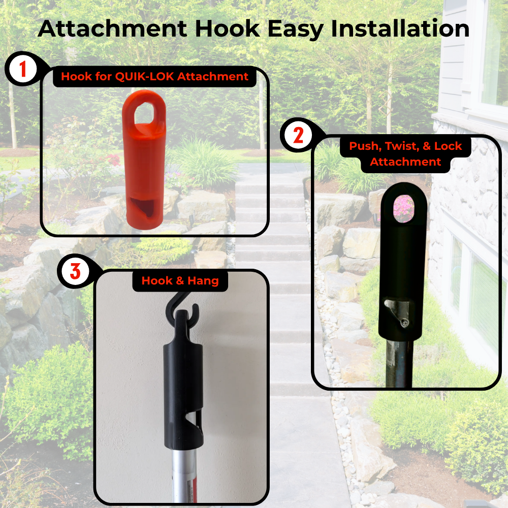 Milwaukee QUIK-LOK Attachment Pole Hook - Garage Storage Organizer - Red or Black