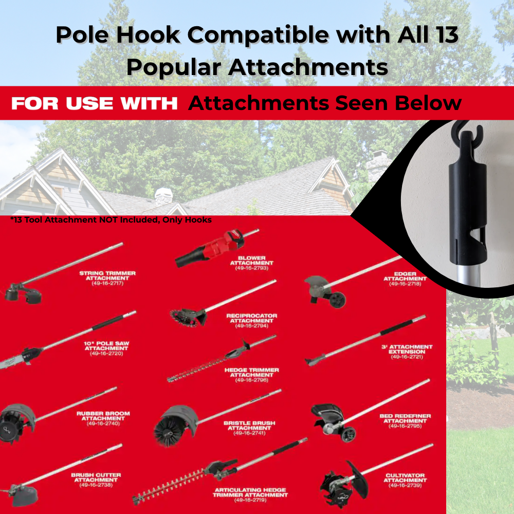 Milwaukee QUIK-LOK Attachment Pole Hook - Garage Storage Organizer - Red or Black
