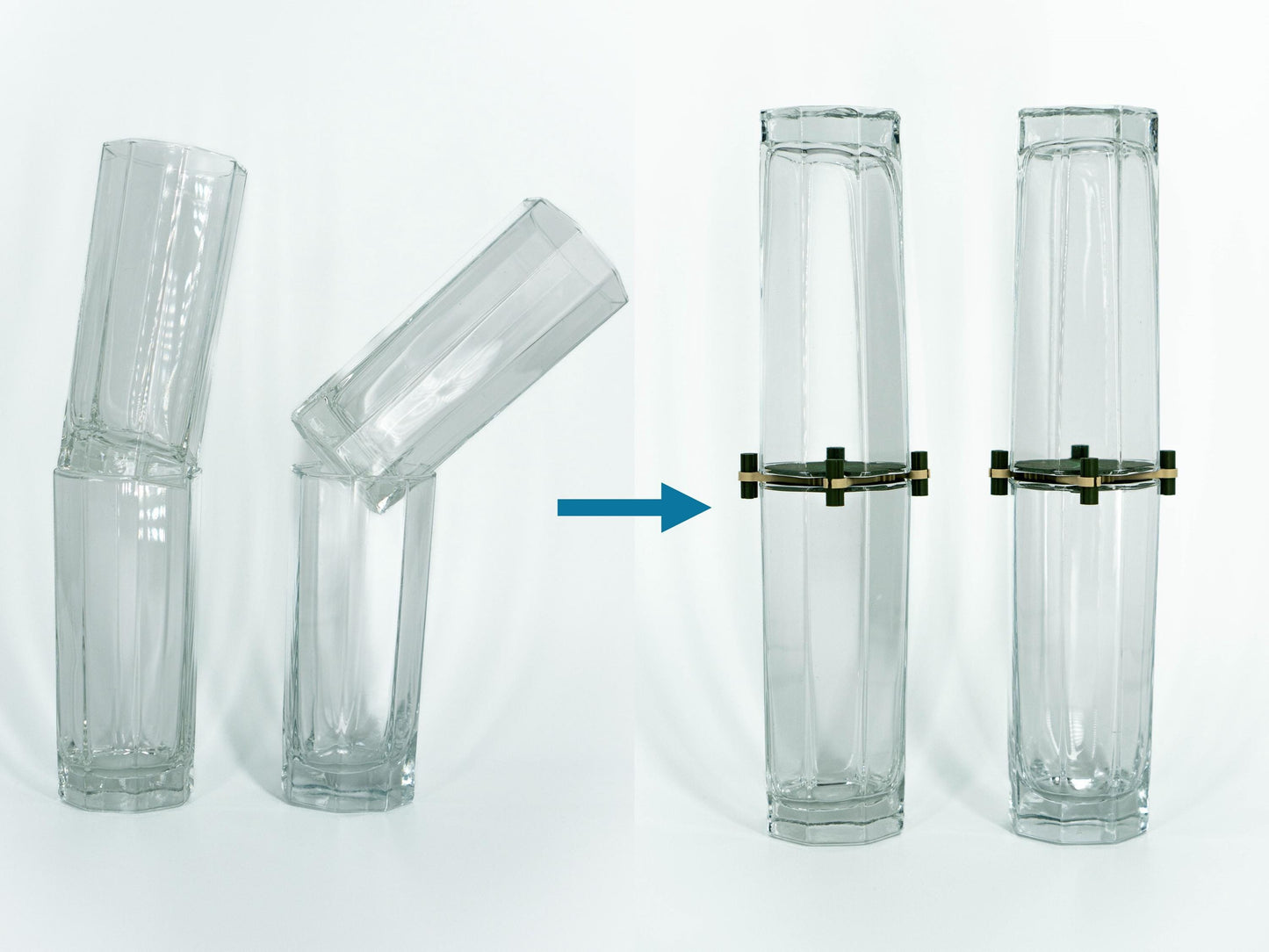 Glass tubes with connectors on a white background