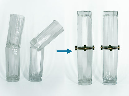 Glass tubes with connectors on a white background