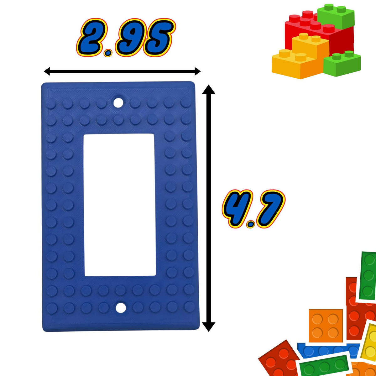 Single decora plate dimensions, 2.95 inches wide by 4.7 inches tall