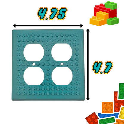 Double outlet plate dimensions, 4.75 inches wide by 4.7 inches tall