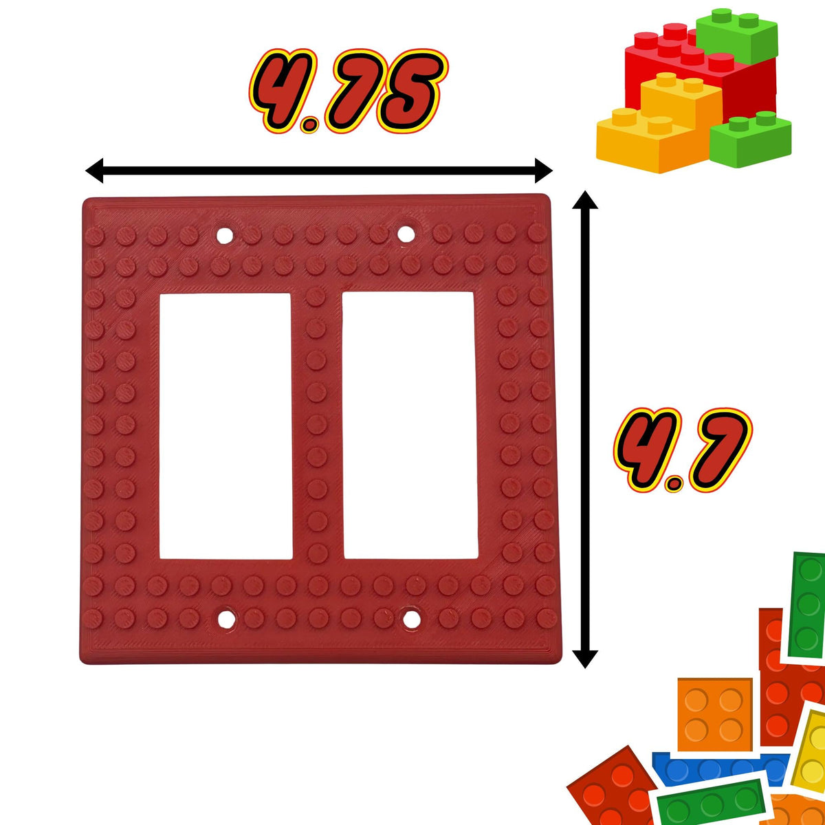 Double decora plate dimensions, 4.75 inches wide by 4.7 inches tall