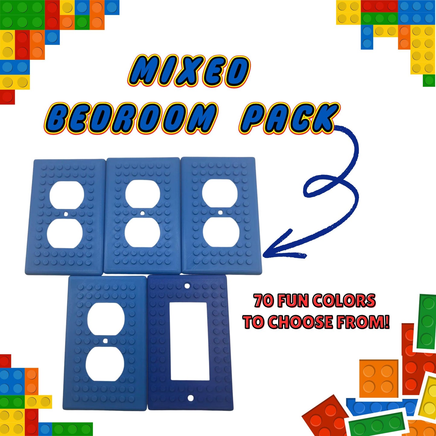 LEGO® Building Brick Compatible Wall Plates | Switch & Outlet Covers | 70 Colors Available