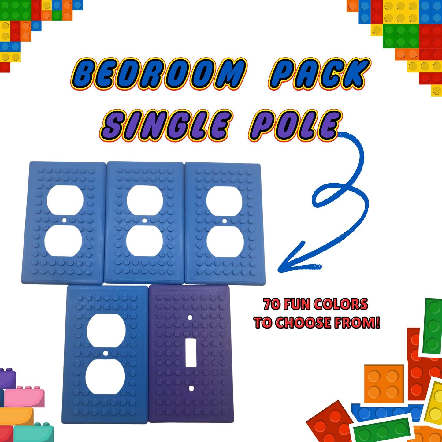 LEGO® Building Brick Compatible Wall Plates | Switch & Outlet Covers | 70 Colors Available