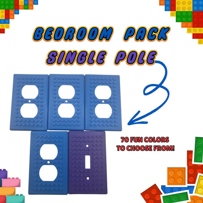 LEGO® Building Brick Compatible Wall Plates | Switch & Outlet Covers | 70 Colors Available