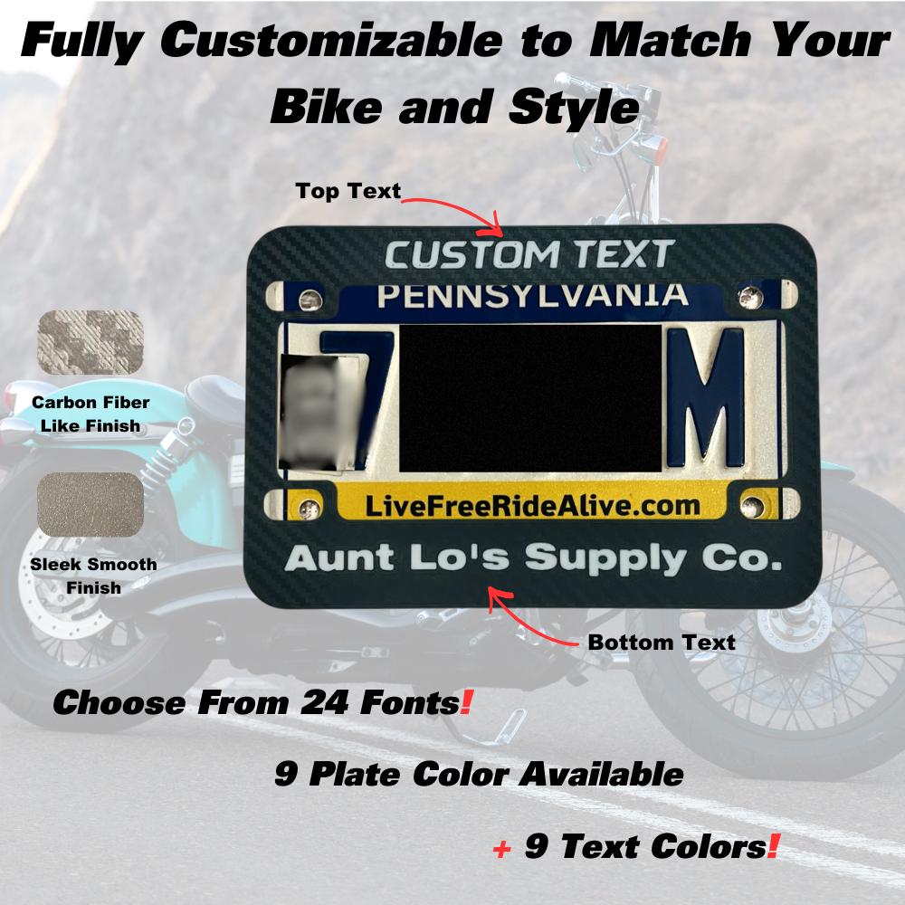 Personalized Motorcycle License Plate | Custom Bike Frame | 24 Fonts | Biker Gift