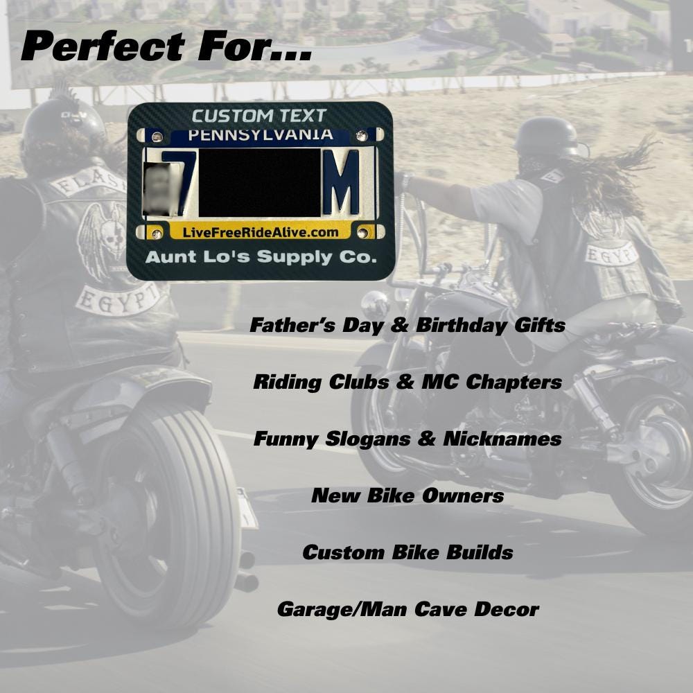 Personalized Motorcycle License Plate | Custom Bike Frame | 24 Fonts | Biker Gift