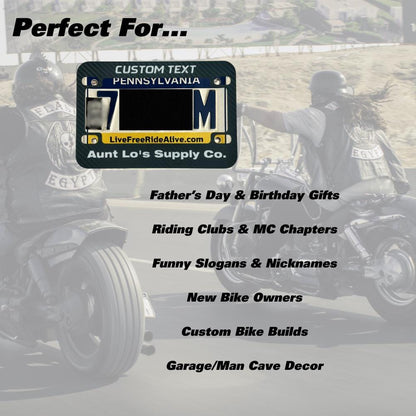 Personalized Motorcycle License Plate | Custom Bike Frame | 24 Fonts | Biker Gift