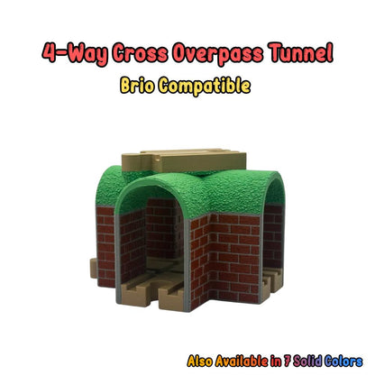 Wooden Train 4-Way Tunnel & Overpass