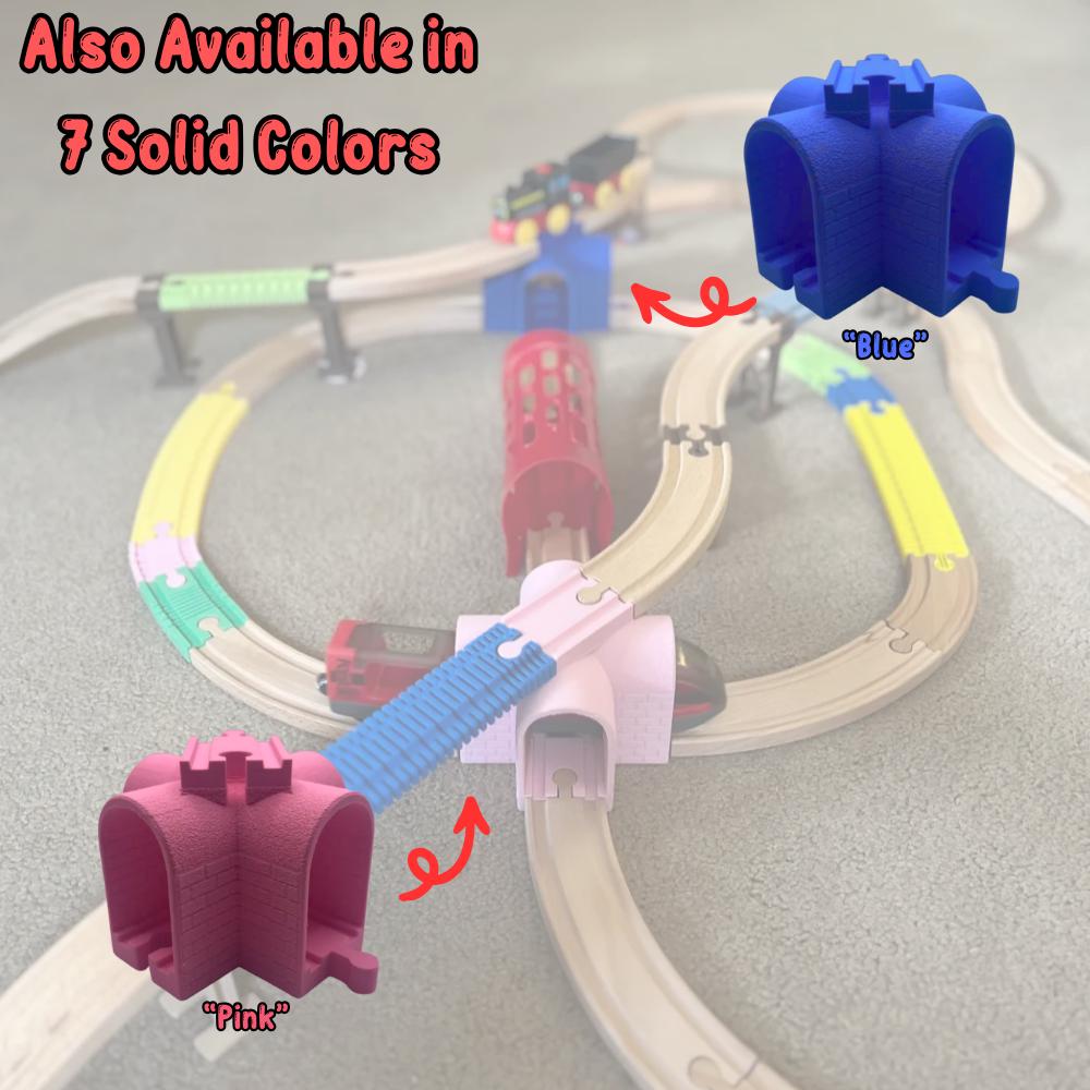Wooden Train 4-Way Tunnel & Overpass