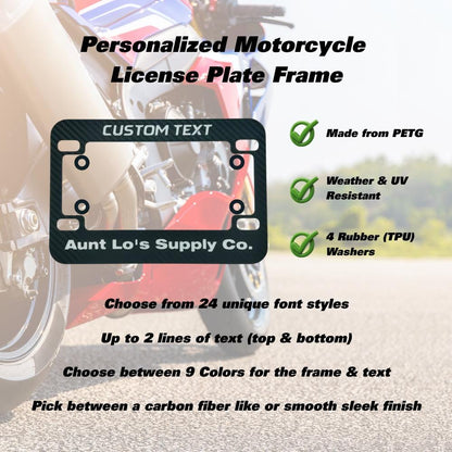 Personalized Motorcycle License Plate | Custom Bike Frame | 24 Fonts | Biker Gift